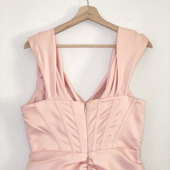 House of CB Coraline Blush Satin Corset Ruched Mini  Dress Large Plus - Picture 9 of 16